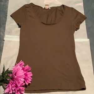 H&M small Dark Green Round Neck T-Shirt